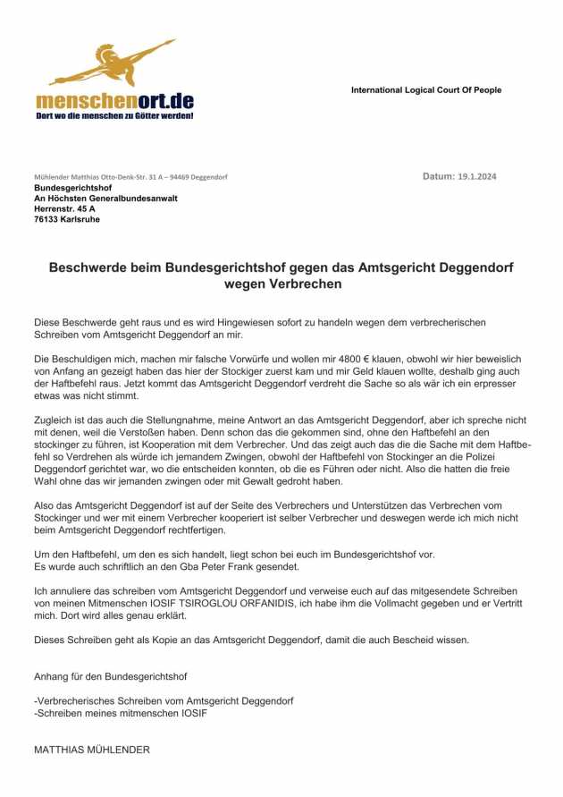 Beschwerde beim Bundesgerichtshof gegen das Amtsgericht Deggendorf